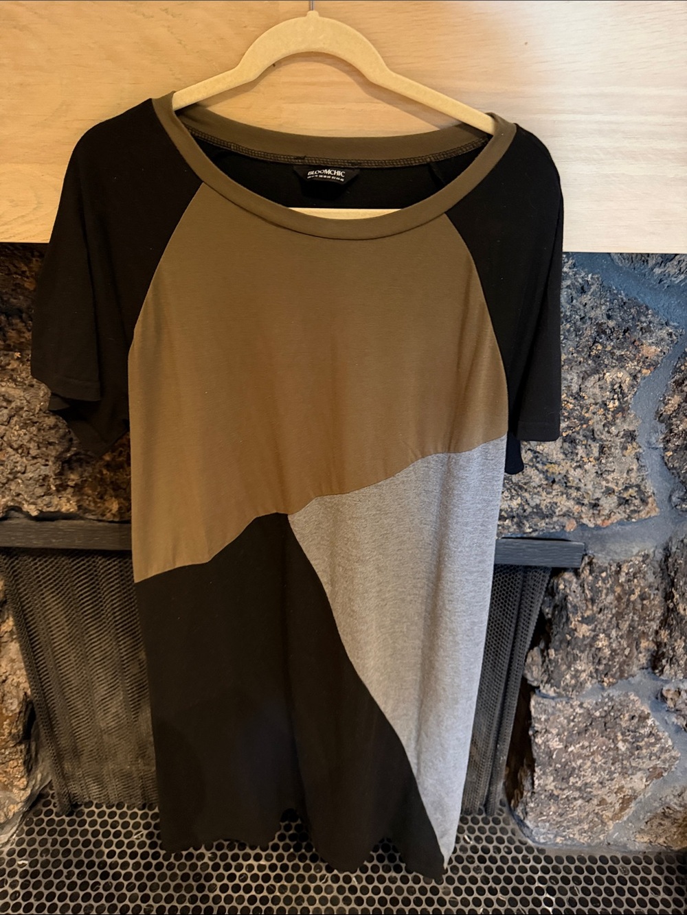 BloomChic Olive, Black & Gray Colorblock Dress